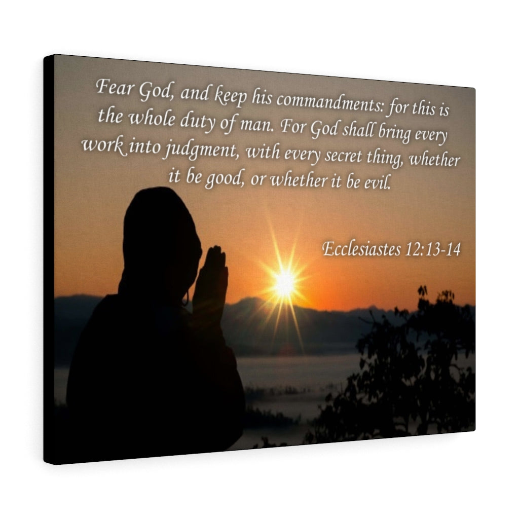 Scripture Walls Fear God Ecclesiastes 12:13-14 Bible Verse Canvas Christian Wall Art Ready to Hang Unframed-Express Your Love Gifts