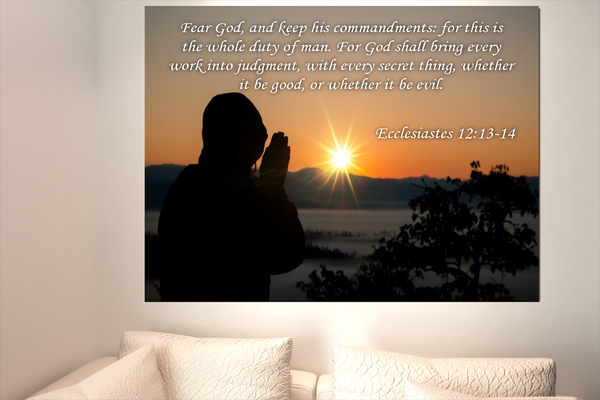 Scripture Walls Fear God Ecclesiastes 12:13-14 Bible Verse Canvas Christian Wall Art Ready to Hang Unframed-Express Your Love Gifts