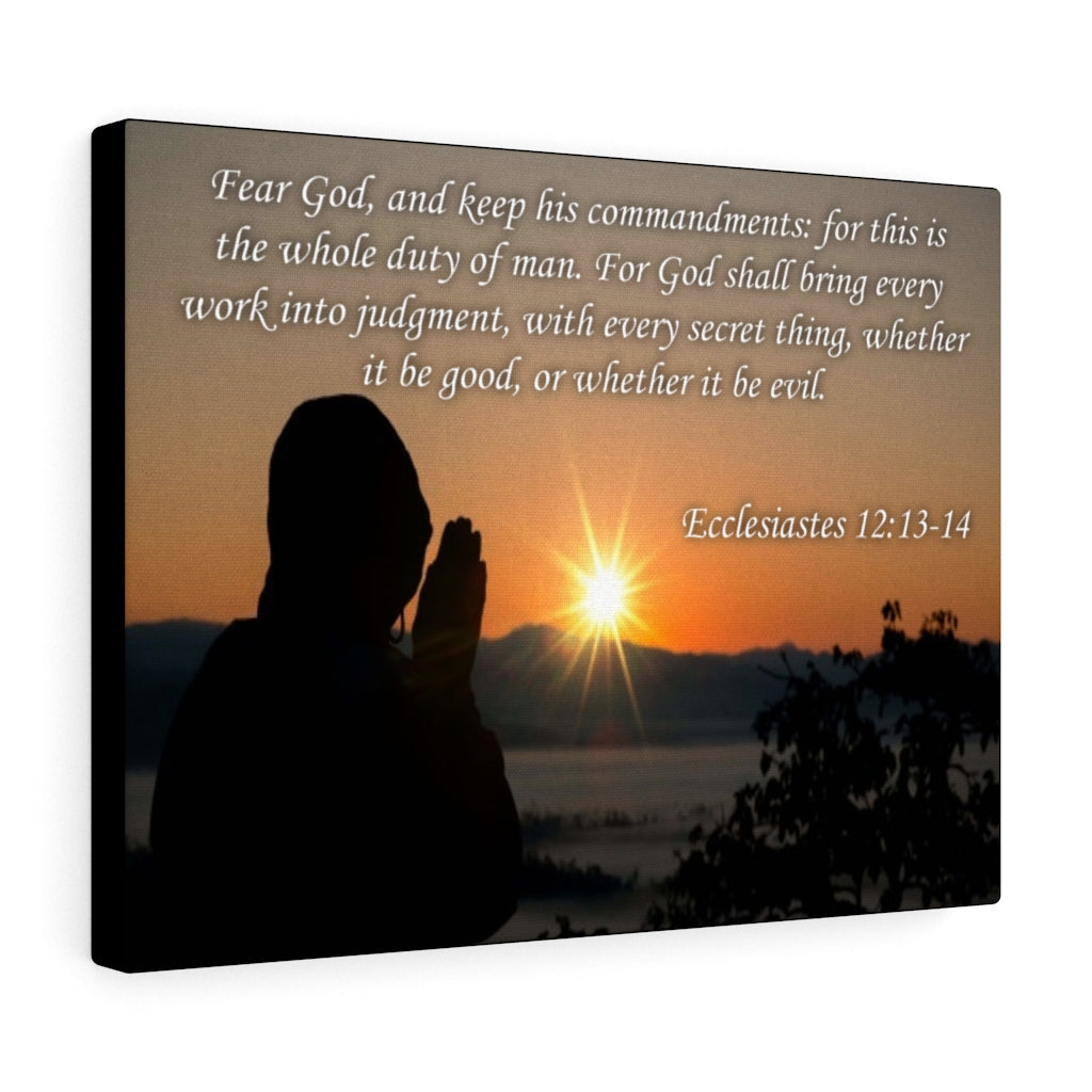 Scripture Walls Fear God Ecclesiastes 12:13-14 Bible Verse Canvas Christian Wall Art Ready to Hang Unframed-Express Your Love Gifts