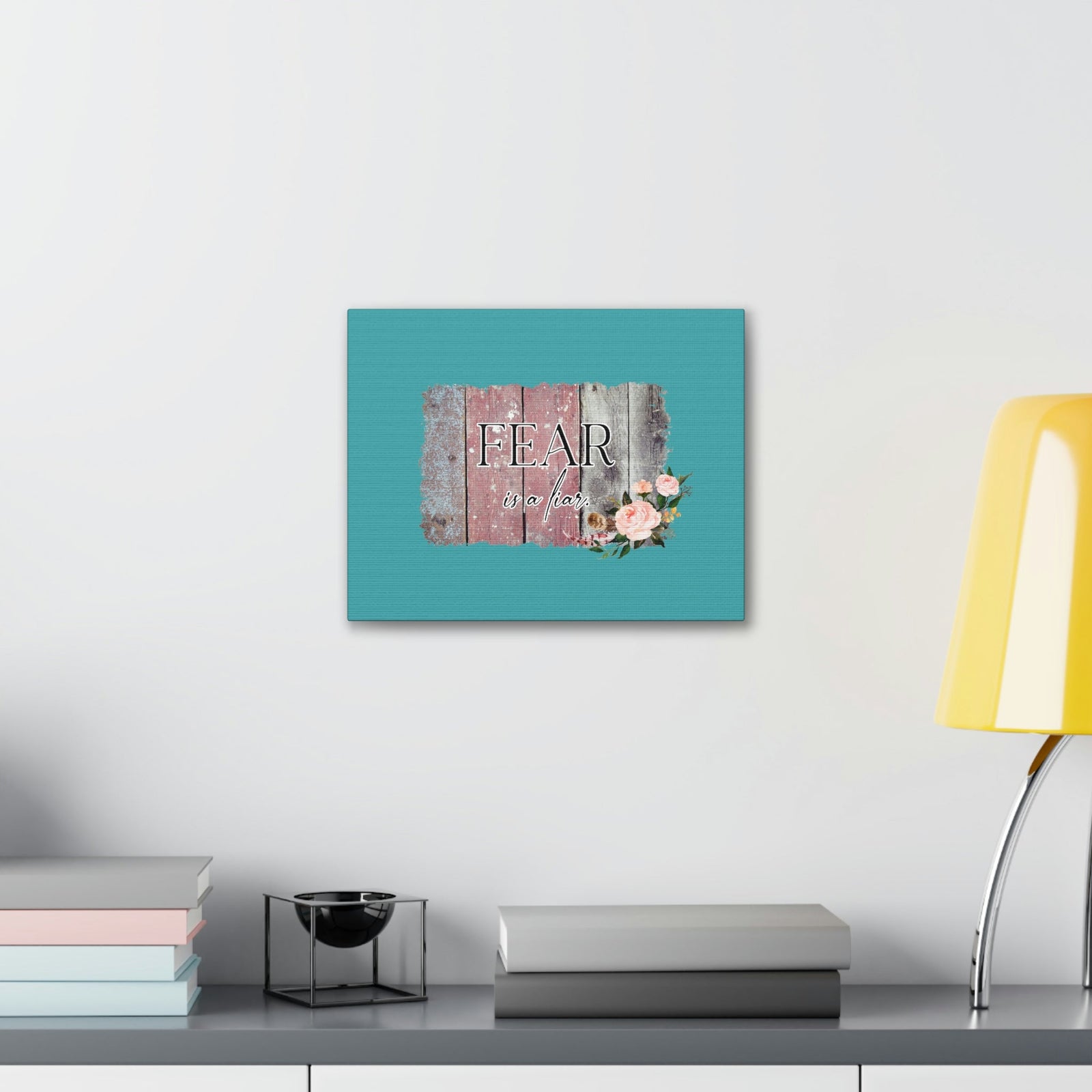 Scripture Walls Fear Is A Liar Pink Proverbs 29:25 Wood Bible Canvas Christian Wall Art Ready to Hang Unframed-Express Your Love Gifts