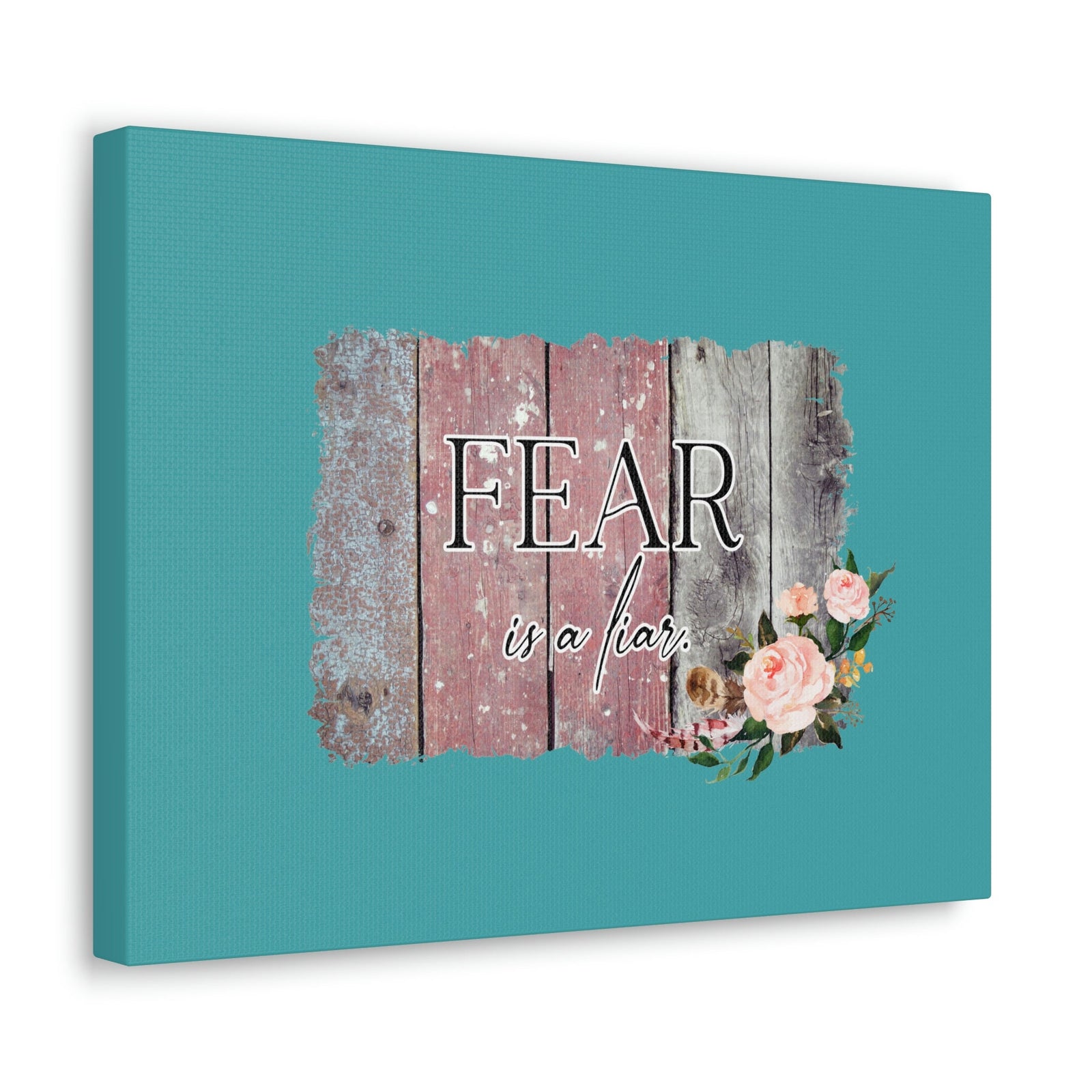 Scripture Walls Fear Is A Liar Pink Proverbs 29:25 Wood Bible Canvas Christian Wall Art Ready to Hang Unframed-Express Your Love Gifts