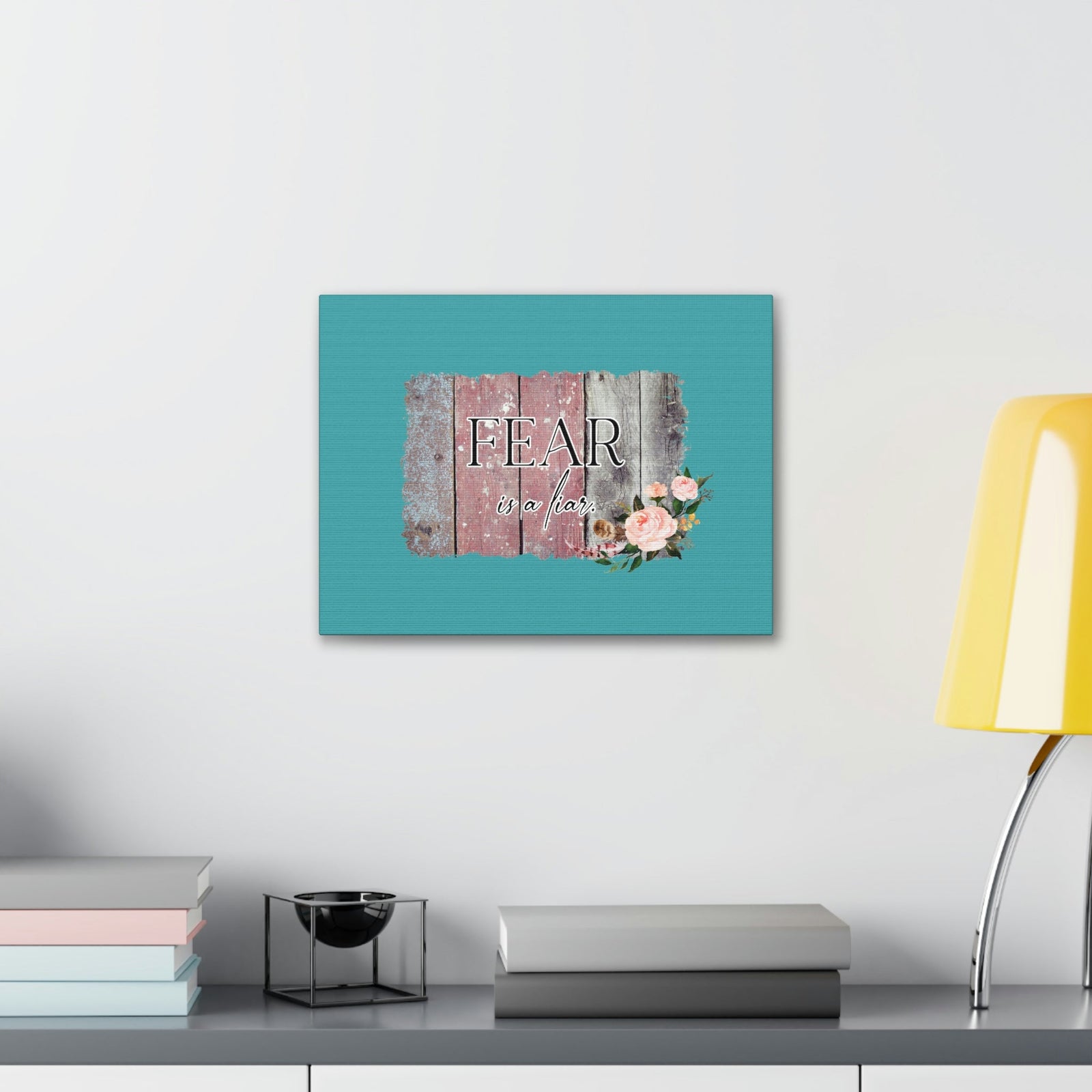 Scripture Walls Fear Is A Liar Pink Proverbs 29:25 Wood Bible Canvas Christian Wall Art Ready to Hang Unframed-Express Your Love Gifts