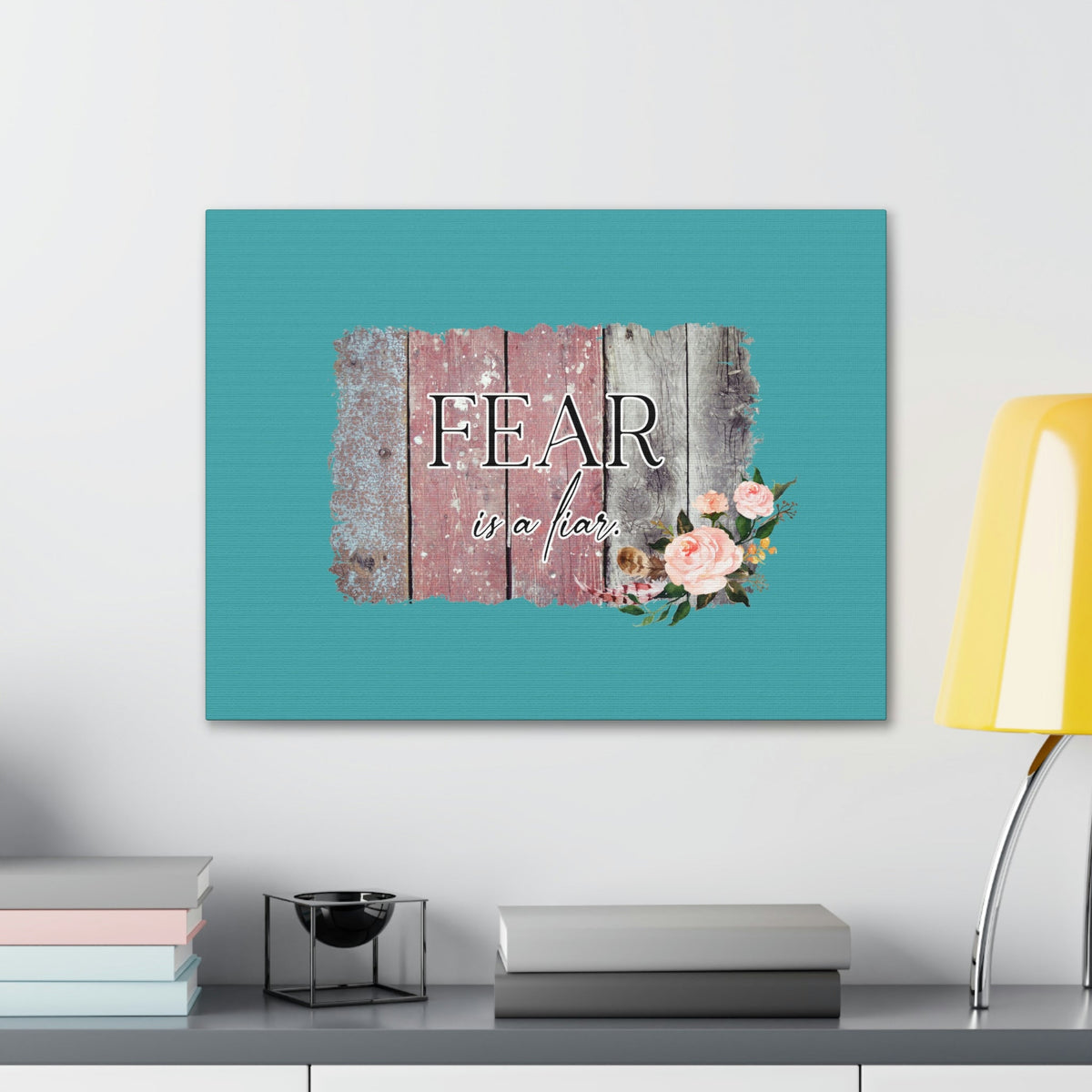 Scripture Walls Fear Is A Liar Pink Proverbs 29:25 Wood Bible Canvas Christian Wall Art Ready to Hang Unframed-Express Your Love Gifts