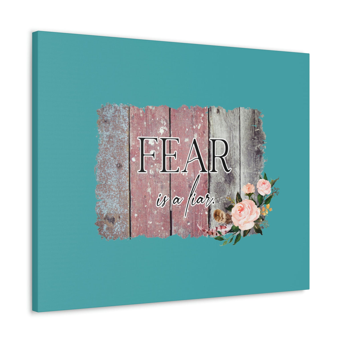 Scripture Walls Fear Is A Liar Pink Proverbs 29:25 Wood Bible Canvas Christian Wall Art Ready to Hang Unframed-Express Your Love Gifts