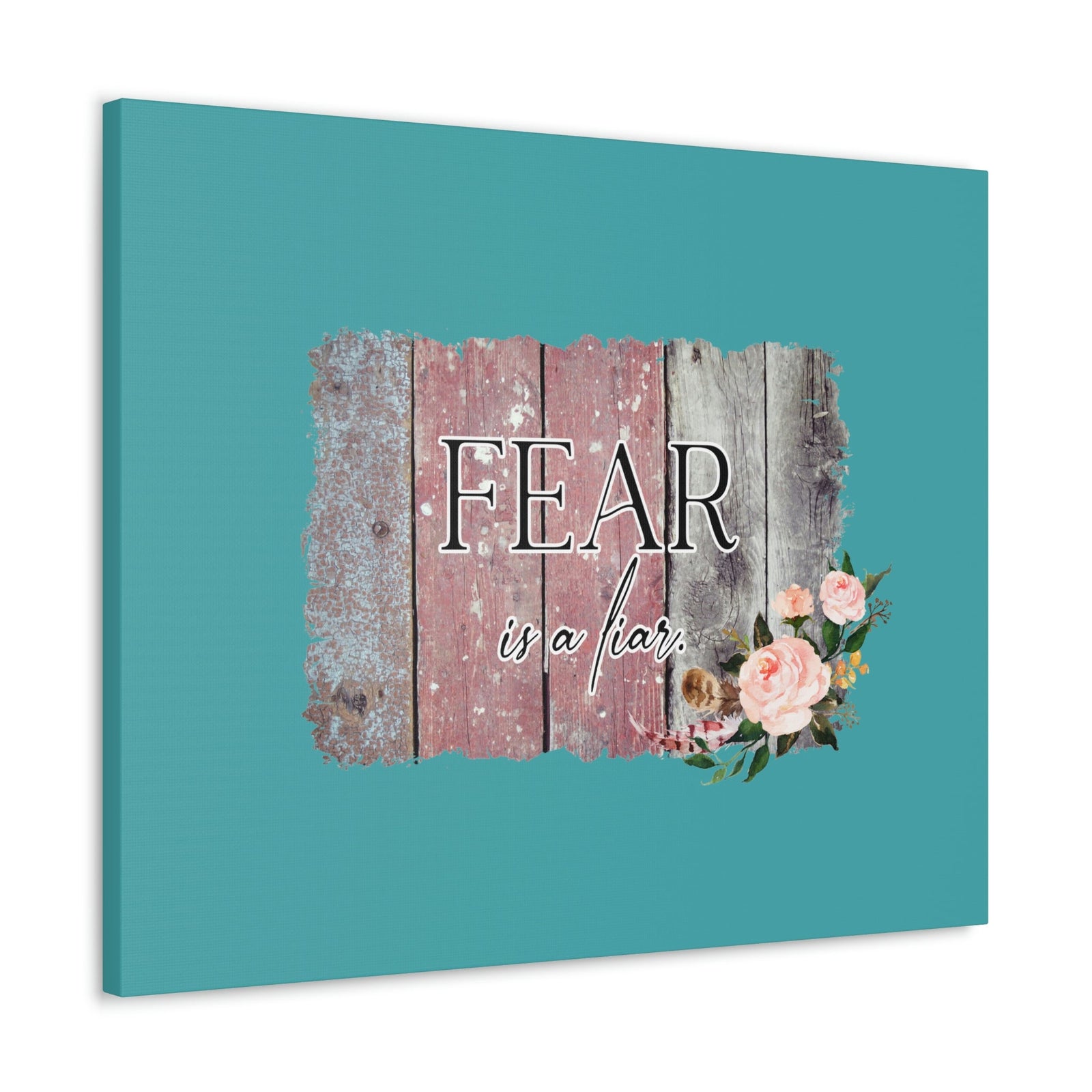 Scripture Walls Fear Is A Liar Pink Proverbs 29:25 Wood Bible Canvas Christian Wall Art Ready to Hang Unframed-Express Your Love Gifts