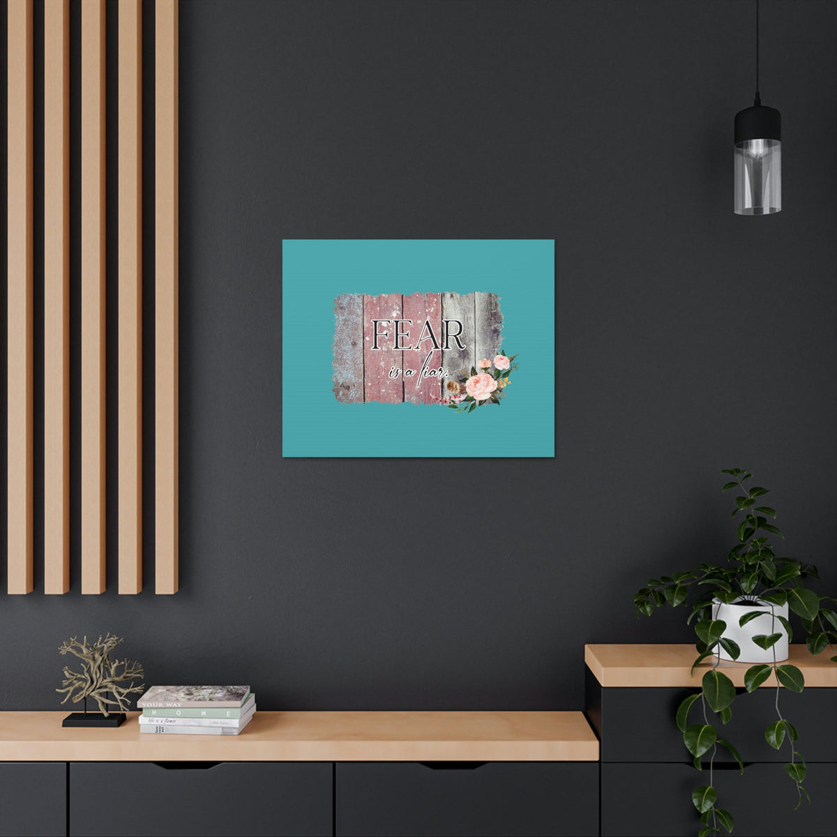Scripture Walls Fear Is A Liar Pink Proverbs 29:25 Wood Bible Canvas Christian Wall Art Ready to Hang Unframed-Express Your Love Gifts