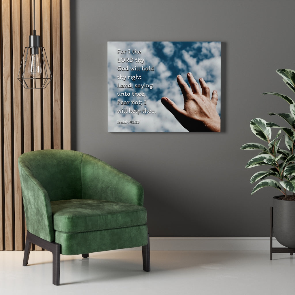 Scripture Walls Fear Not Hand Isaiah 41:13 Bible Verse Canvas Christian Wall Art Ready to Hang Unframed-Express Your Love Gifts