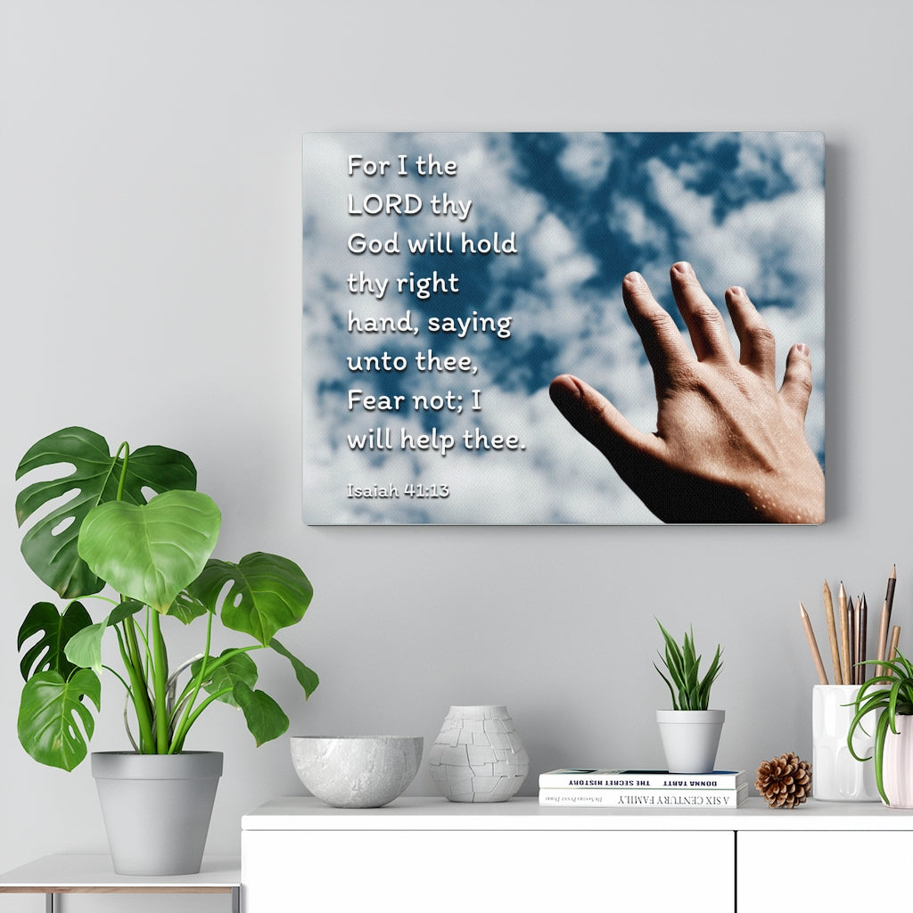 Scripture Walls Fear Not Hand Isaiah 41:13 Bible Verse Canvas Christian Wall Art Ready to Hang Unframed-Express Your Love Gifts