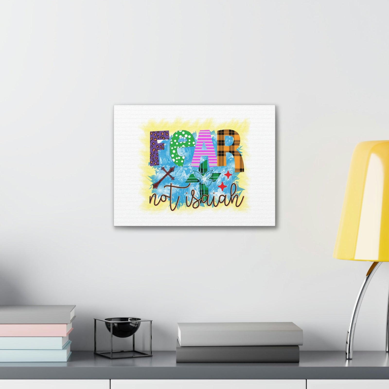 Scripture Walls Fear Not Isaiah 41:10 Yellow Blue Christian Wall Art Bible Verse Print Ready to Hang Unframed-Express Your Love Gifts