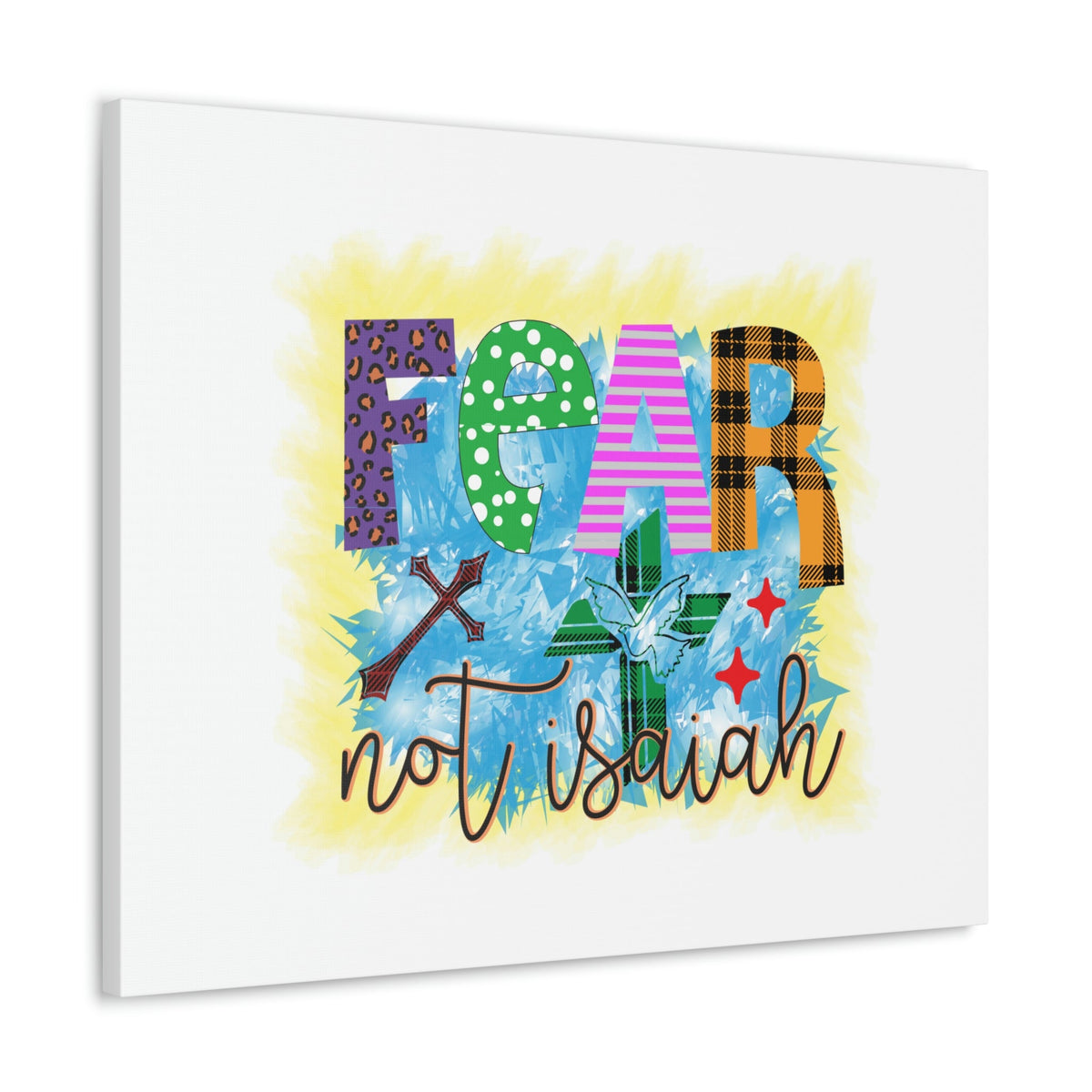 Scripture Walls Fear Not Isaiah 41:10 Yellow Blue Christian Wall Art Bible Verse Print Ready to Hang Unframed-Express Your Love Gifts