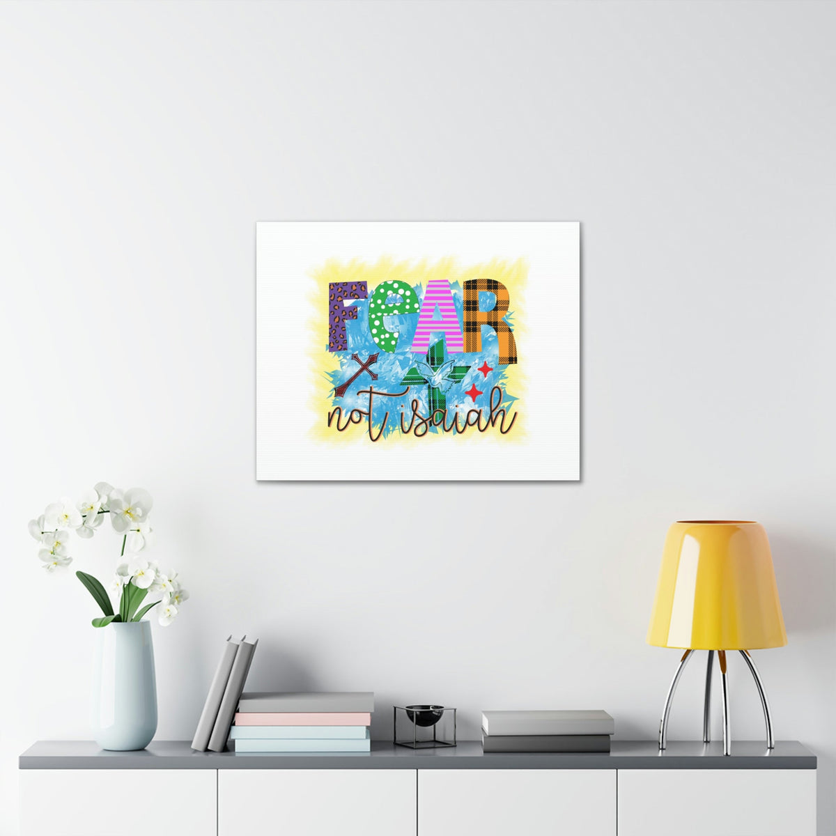 Scripture Walls Fear Not Isaiah 41:10 Yellow Blue Christian Wall Art Bible Verse Print Ready to Hang Unframed-Express Your Love Gifts