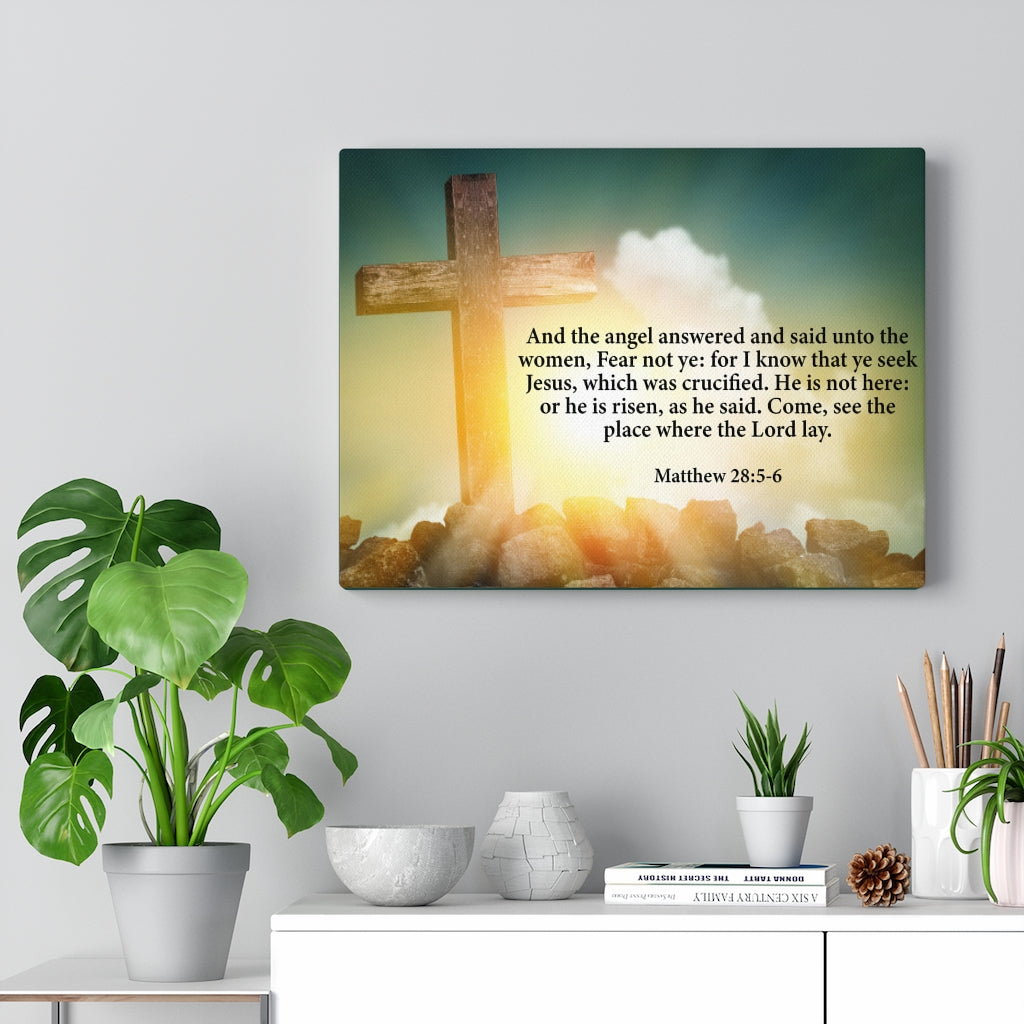 Scripture Walls Fear Not Ye Matthew 28:5-6 Bible Verse Canvas Christian Wall Art Ready to Hang Unframed-Express Your Love Gifts