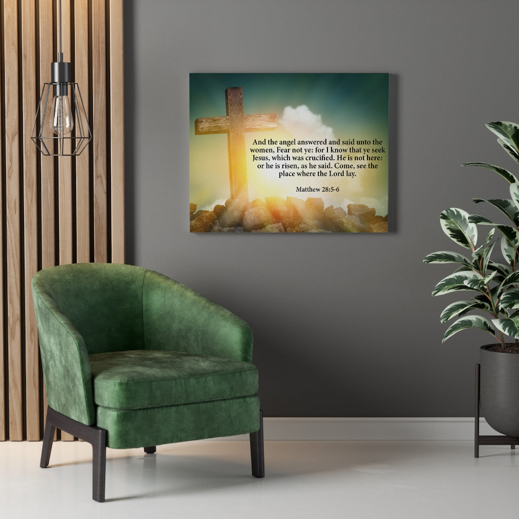 Scripture Walls Fear Not Ye Matthew 28:5-6 Bible Verse Canvas Christian Wall Art Ready to Hang Unframed-Express Your Love Gifts
