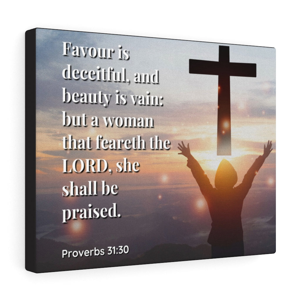 Scripture Walls Fear The Lord Proverbs 31:30 Bible Verse Canvas Christian Wall Art Ready to Hang Unframed-Express Your Love Gifts