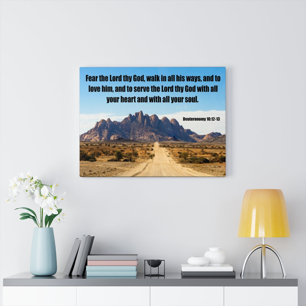 Scripture Walls Fear the Lord Thy God Deuteronomy 10:12 Bible Verse Canvas Christian Wall Art Ready to Hang Unframed-Express Your Love Gifts