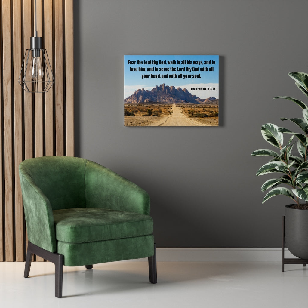 Scripture Walls Fear the Lord Thy God Deuteronomy 10:12 Bible Verse Canvas Christian Wall Art Ready to Hang Unframed-Express Your Love Gifts