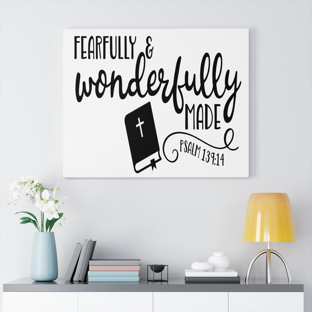 Scripture Walls Fearfully and Wonderfully Bible Psalm 139:14 Bible Verse Canvas Christian Wall Art Ready to Hang Unframed-Express Your Love Gifts