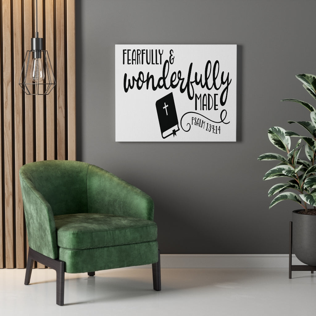 Scripture Walls Fearfully and Wonderfully Bible Psalm 139:14 Bible Verse Canvas Christian Wall Art Ready to Hang Unframed-Express Your Love Gifts