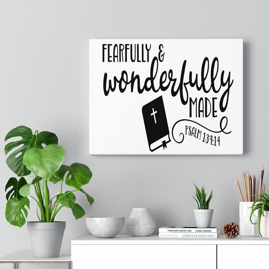 Scripture Walls Fearfully and Wonderfully Bible Psalm 139:14 Bible Verse Canvas Christian Wall Art Ready to Hang Unframed-Express Your Love Gifts