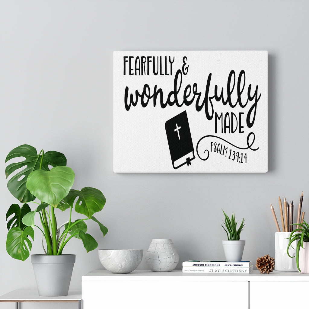 Scripture Walls Fearfully and Wonderfully Bible Psalm 139:14 Bible Verse Canvas Christian Wall Art Ready to Hang Unframed-Express Your Love Gifts