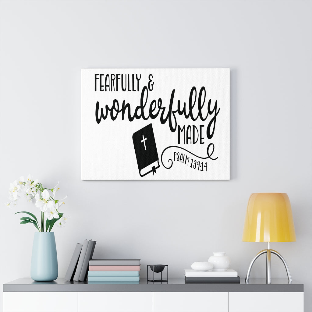 Scripture Walls Fearfully and Wonderfully Bible Psalm 139:14 Bible Verse Canvas Christian Wall Art Ready to Hang Unframed-Express Your Love Gifts