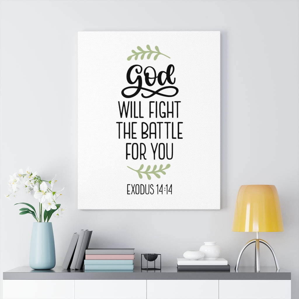 Scripture Walls Fight the Battle Exodus 14:14 Bible Verse Canvas Christian Wall Art Ready to Hang Unframed-Express Your Love Gifts