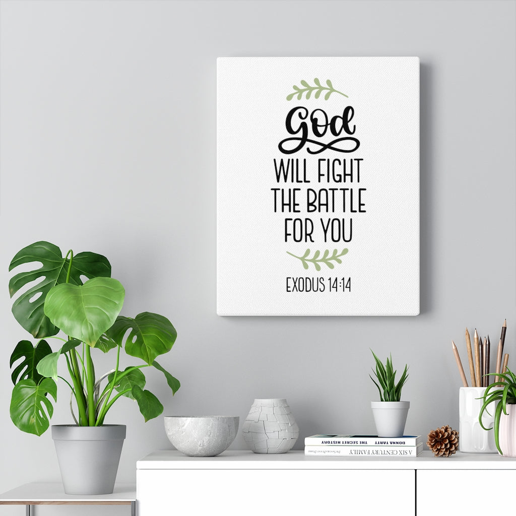 Scripture Walls Fight the Battle Exodus 14:14 Bible Verse Canvas Christian Wall Art Ready to Hang Unframed-Express Your Love Gifts