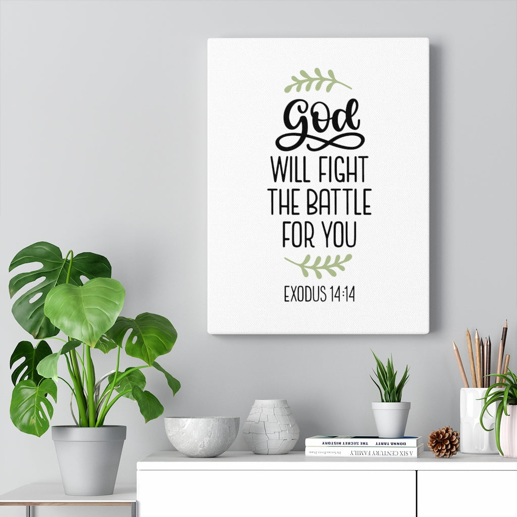 Scripture Walls Fight the Battle Exodus 14:14 Bible Verse Canvas Christian Wall Art Ready to Hang Unframed-Express Your Love Gifts