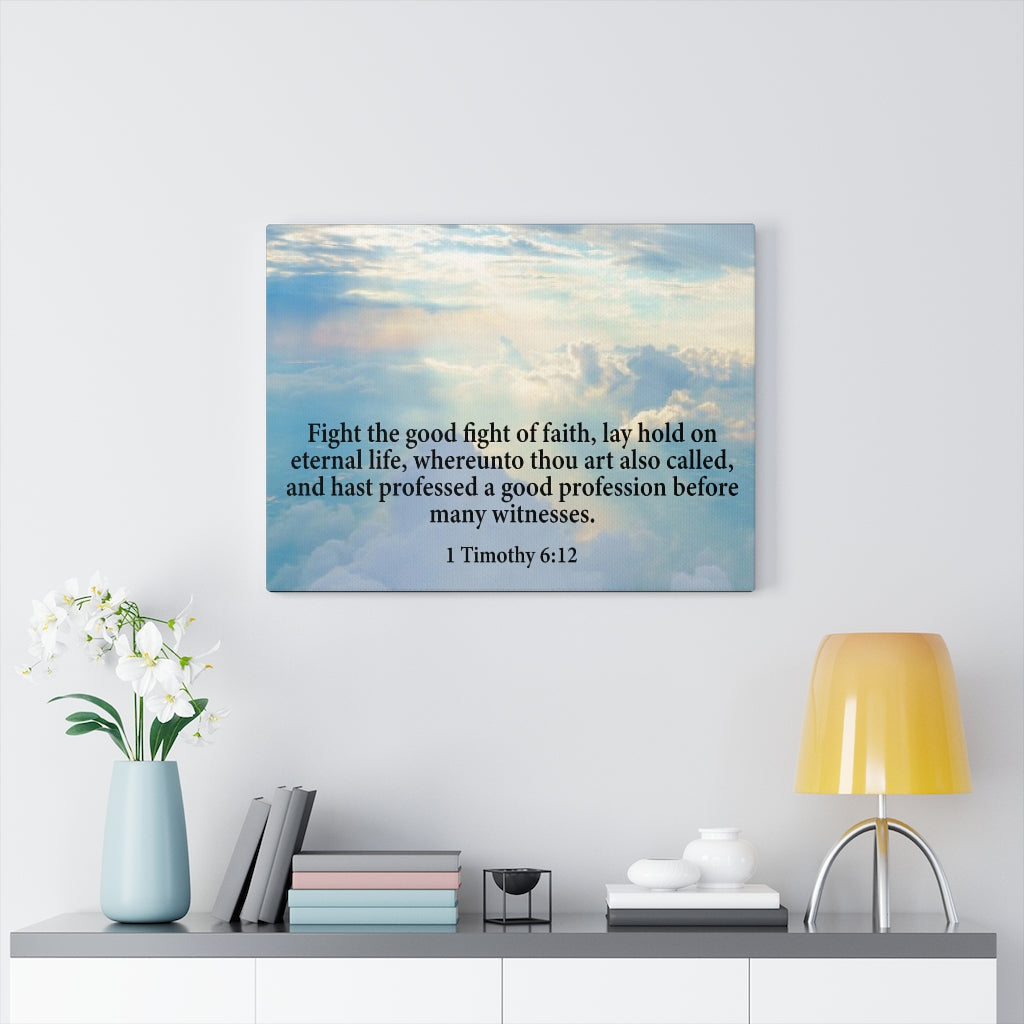 Scripture Walls Fight The Good Fight 1 Timothy 6:12 Christian Home Decor Bible Art Unframed-Express Your Love Gifts