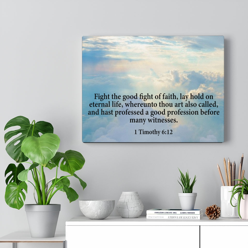 Scripture Walls Fight The Good Fight 1 Timothy 6:12 Christian Home Decor Bible Art Unframed-Express Your Love Gifts
