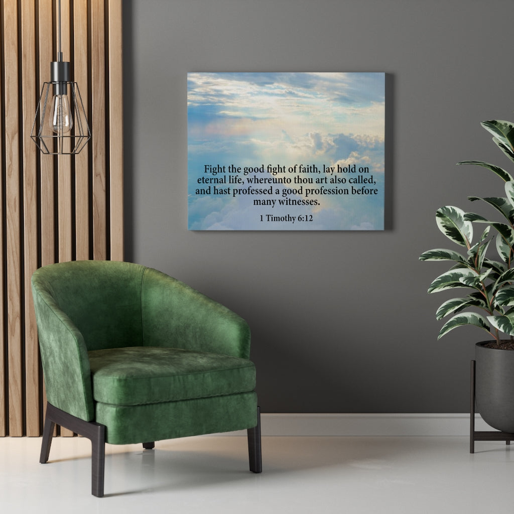 Scripture Walls Fight The Good Fight 1 Timothy 6:12 Christian Home Decor Bible Art Unframed-Express Your Love Gifts