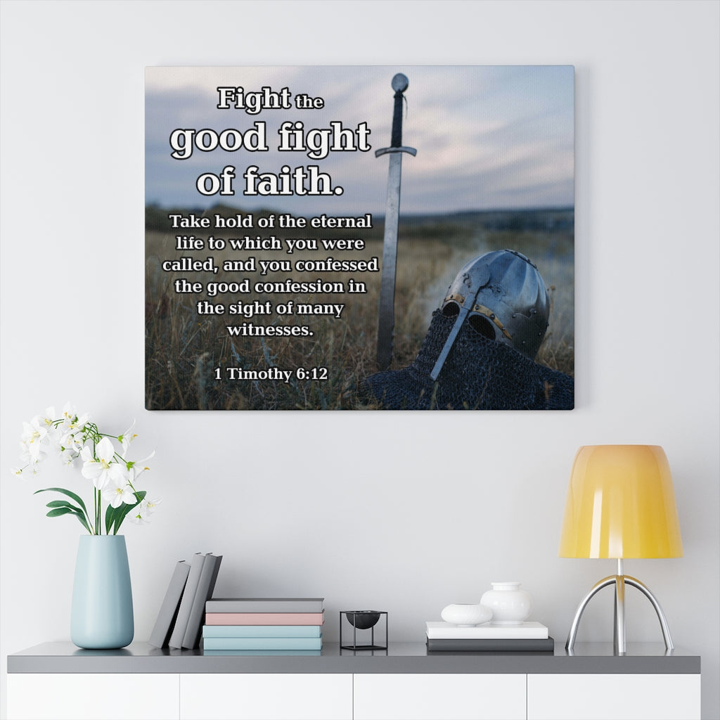 Scripture Walls Fight the Good Fight of Faith 1 Timothy 6:12 Sword Wall Art Christian Home Decor Unframed-Express Your Love Gifts