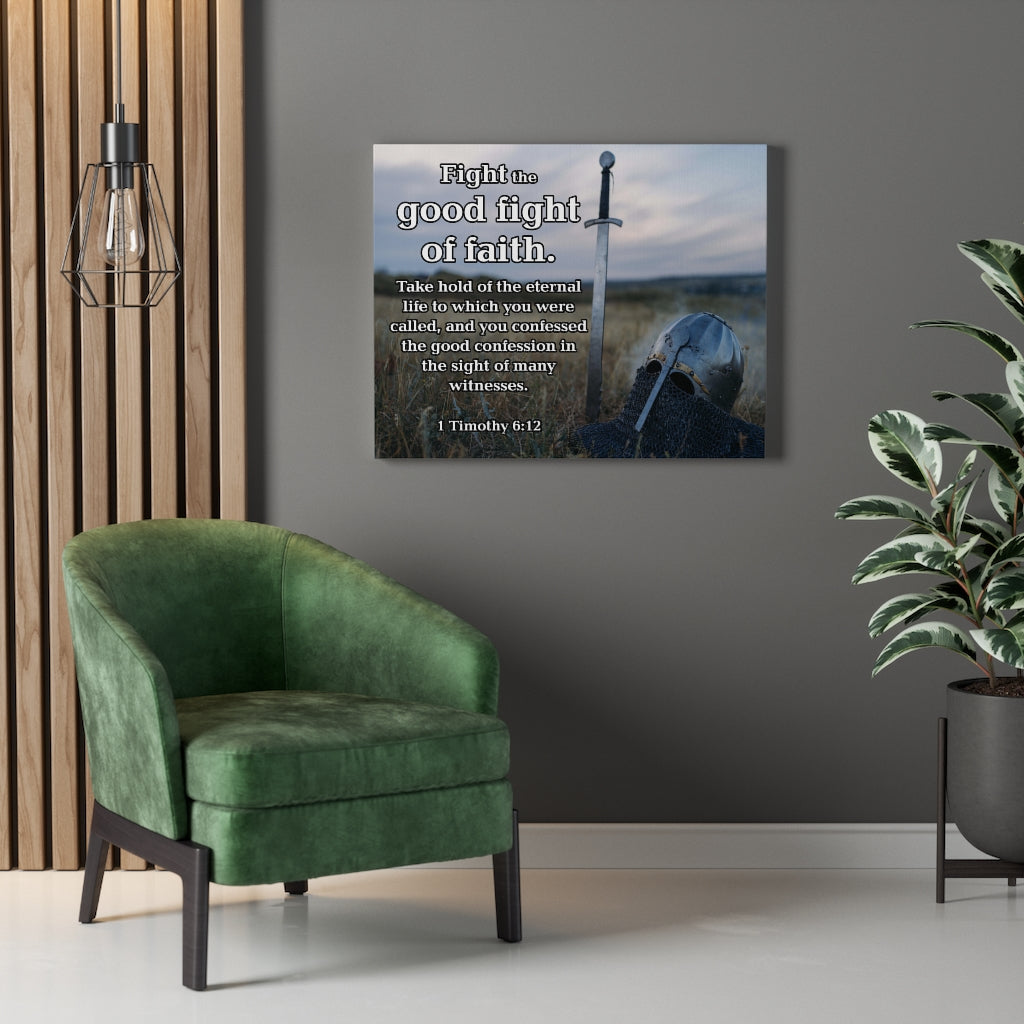 Scripture Walls Fight the Good Fight of Faith 1 Timothy 6:12 Sword Wall Art Christian Home Decor Unframed-Express Your Love Gifts