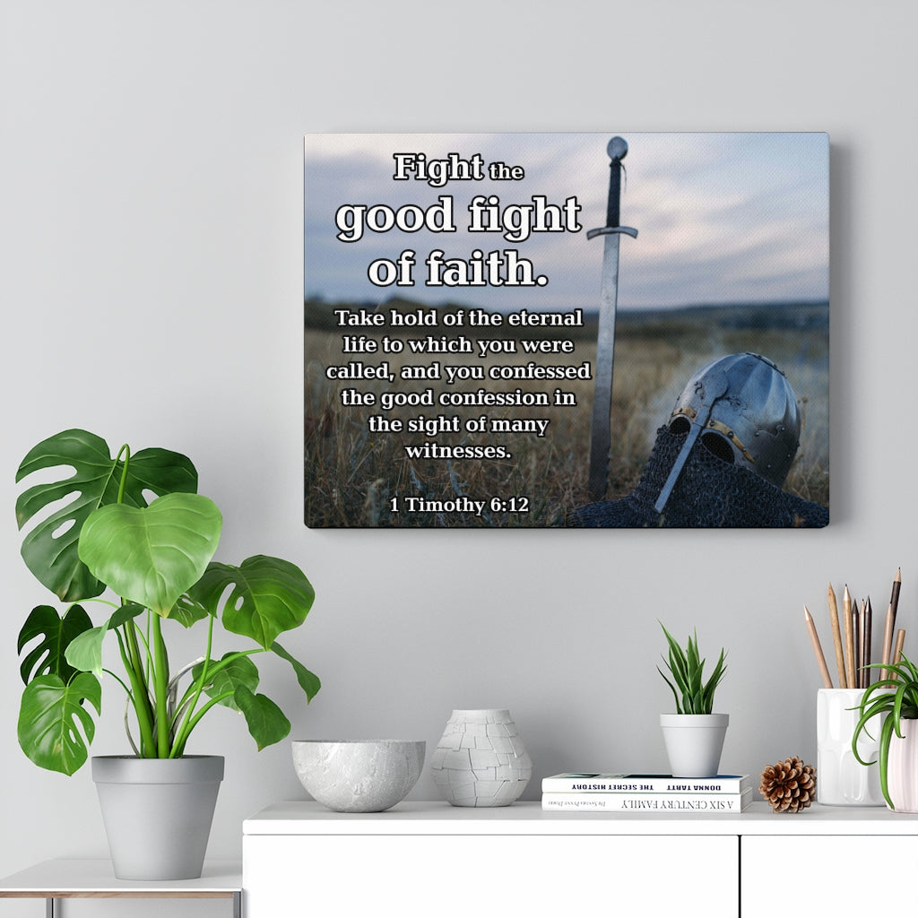 Scripture Walls Fight the Good Fight of Faith 1 Timothy 6:12 Sword Wall Art Christian Home Decor Unframed-Express Your Love Gifts