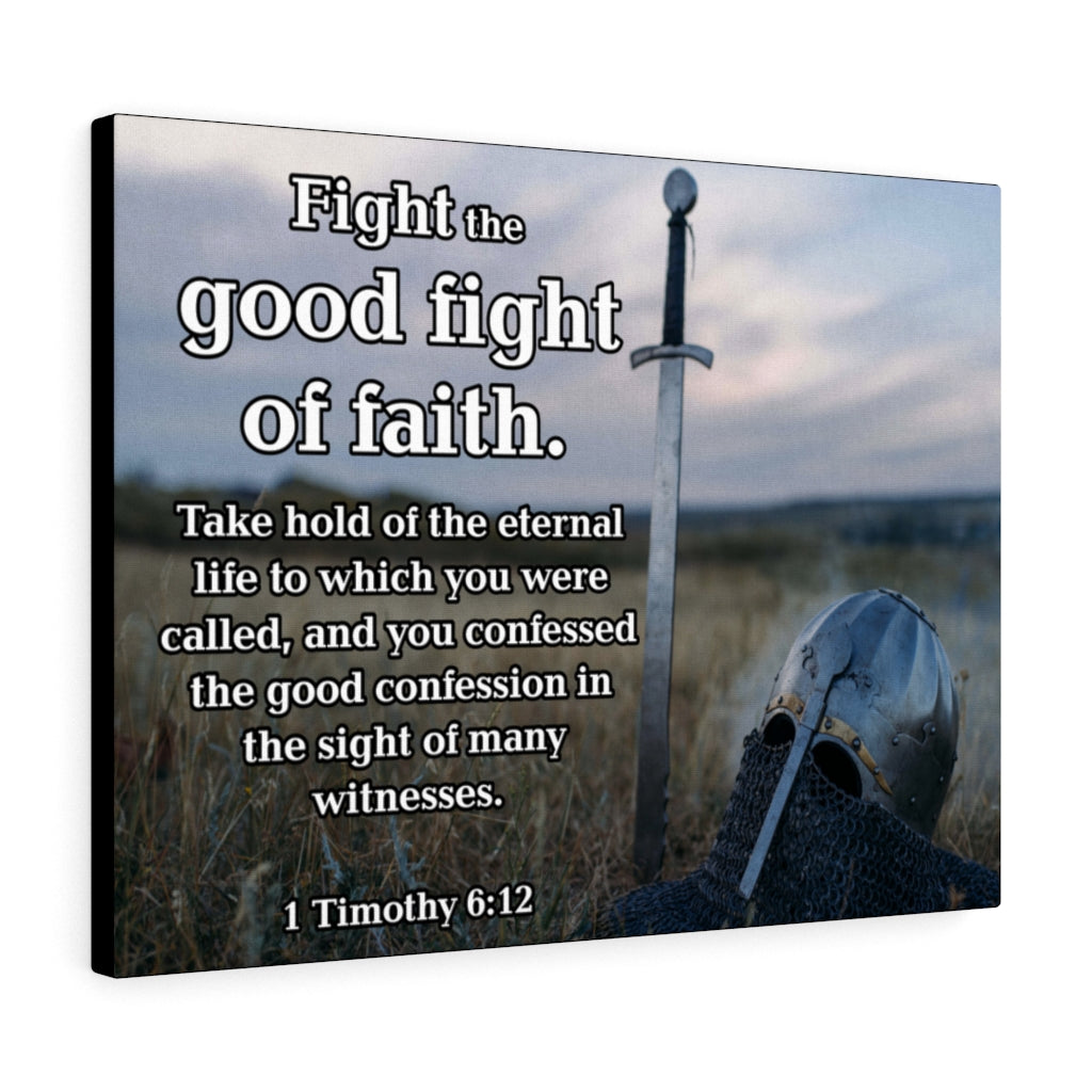 Scripture Walls Fight the Good Fight of Faith 1 Timothy 6:12 Sword Wall Art Christian Home Decor Unframed-Express Your Love Gifts