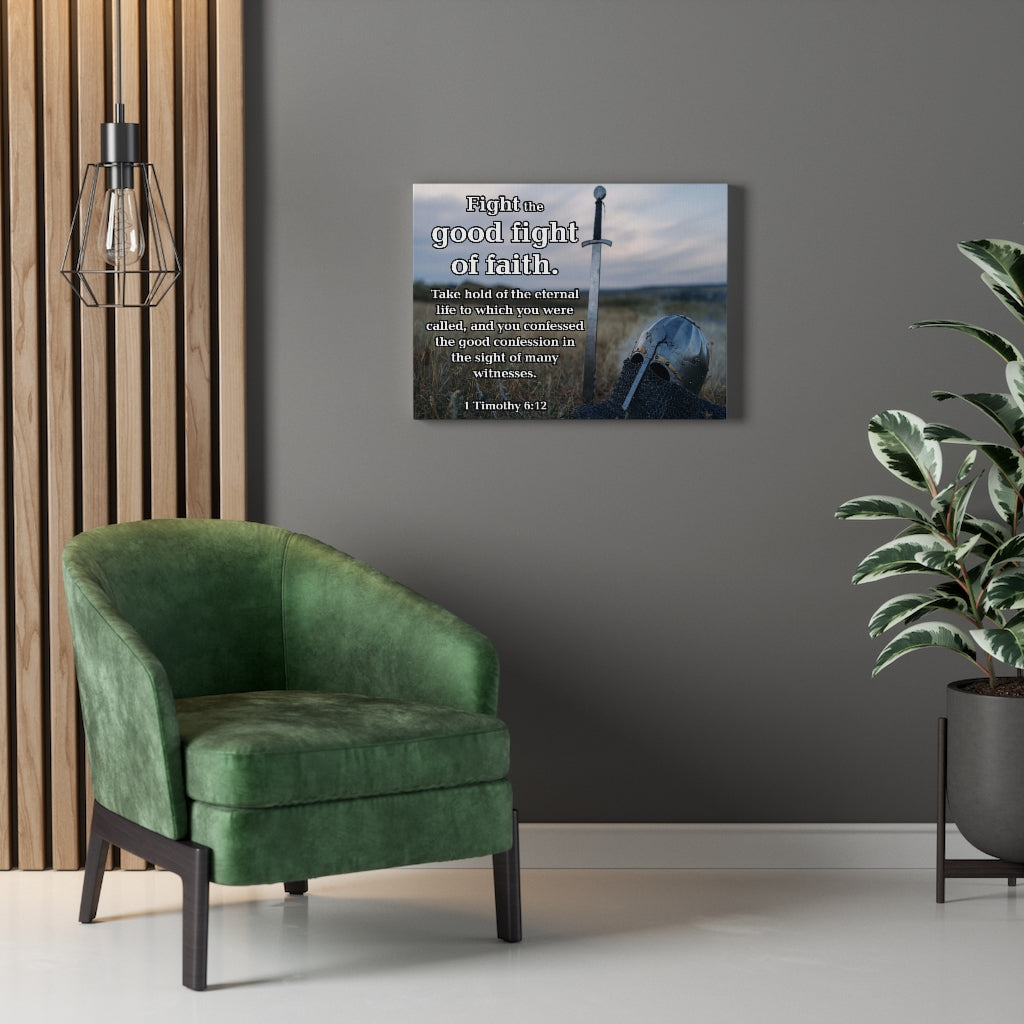 Scripture Walls Fight the Good Fight of Faith 1 Timothy 6:12 Sword Wall Art Christian Home Decor Unframed-Express Your Love Gifts