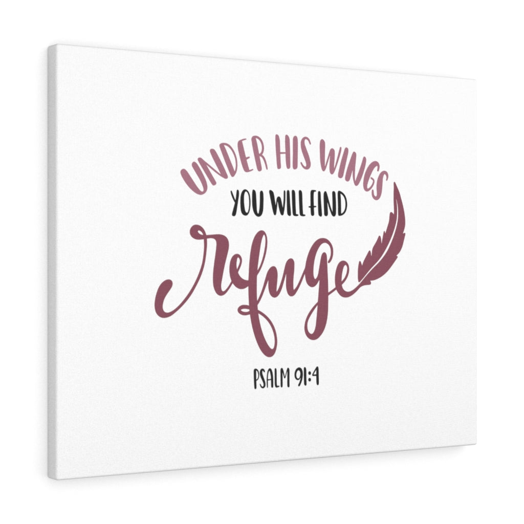 Scripture Walls Find Refuge Psalm 91:4 Bible Verse Canvas Christian Wall Art Ready to Hang Unframed-Express Your Love Gifts