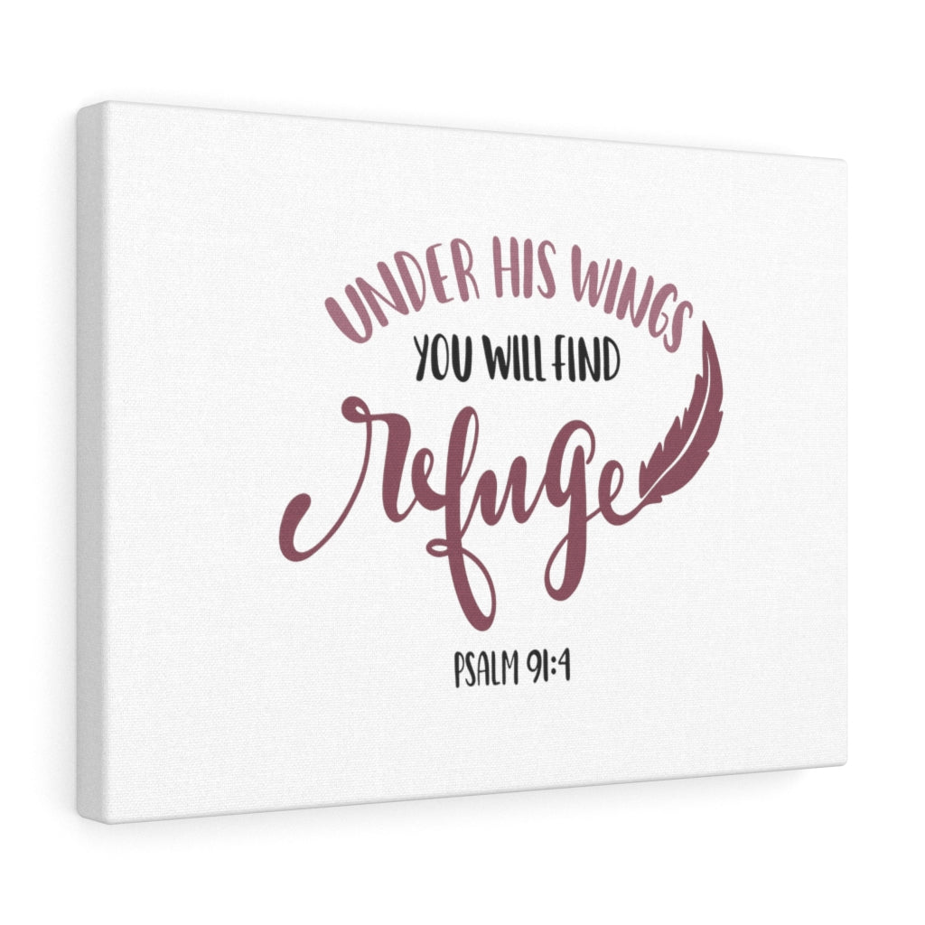 Scripture Walls Find Refuge Psalm 91:4 Bible Verse Canvas Christian Wall Art Ready to Hang Unframed-Express Your Love Gifts