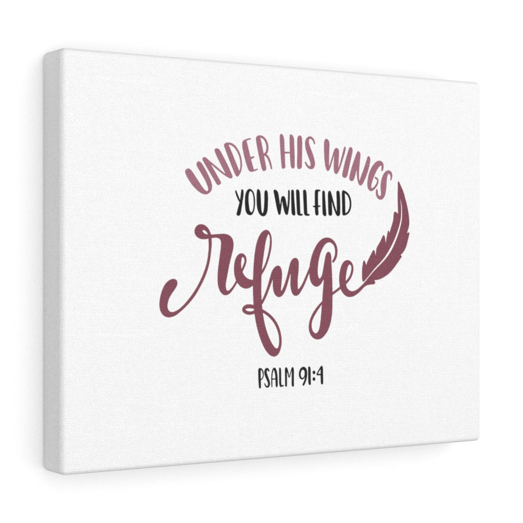 Scripture Walls Find Refuge Psalm 91:4 Bible Verse Canvas Christian Wall Art Ready to Hang Unframed-Express Your Love Gifts