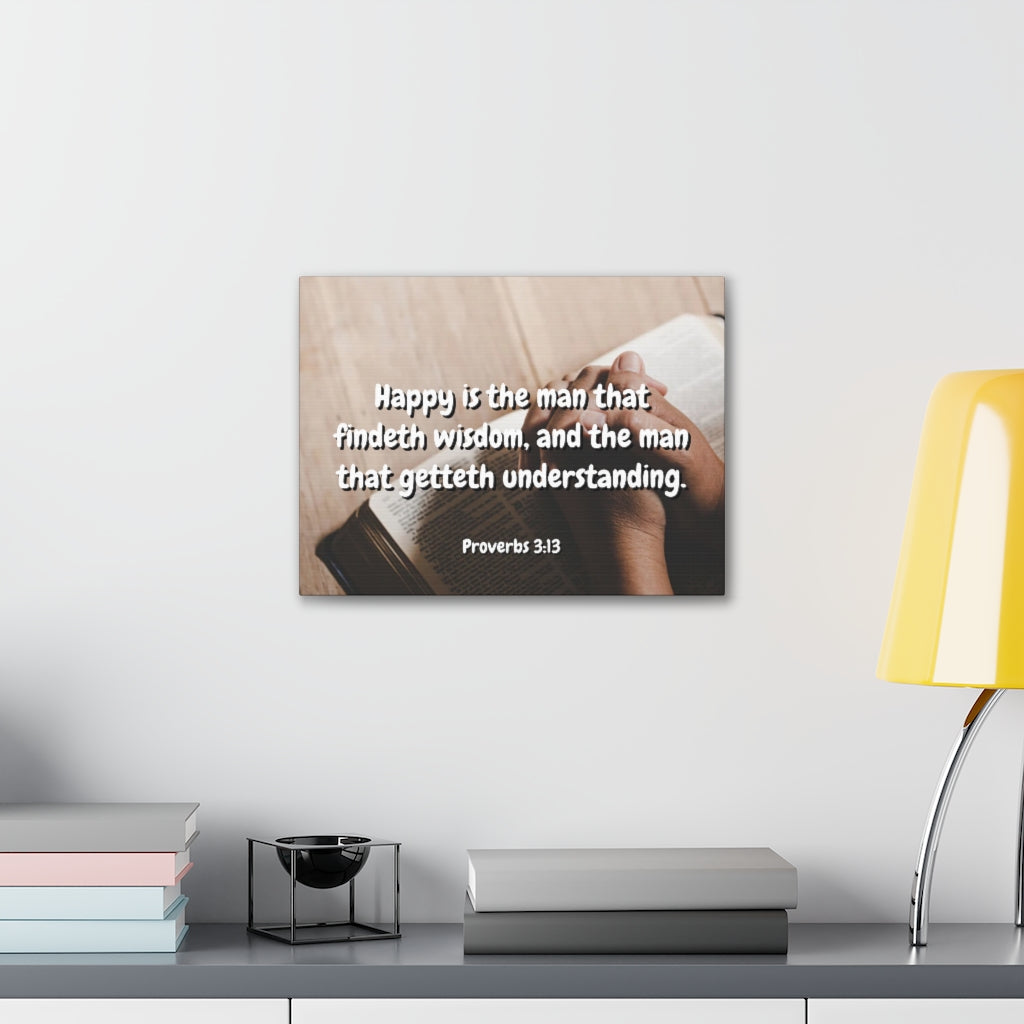 Scripture Walls Findeth Wisdom Proverbs 3:13 Bible Verse Canvas Christian Wall Art Ready to Hang Unframed-Express Your Love Gifts