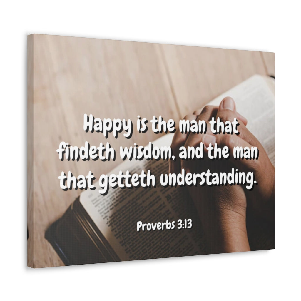 Scripture Walls Findeth Wisdom Proverbs 3:13 Bible Verse Canvas Christian Wall Art Ready to Hang Unframed-Express Your Love Gifts