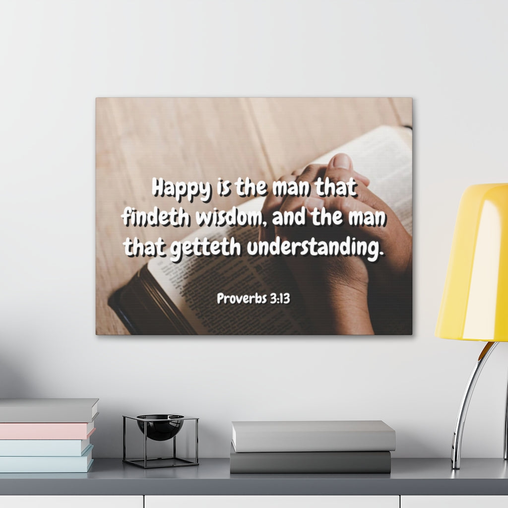 Scripture Walls Findeth Wisdom Proverbs 3:13 Bible Verse Canvas Christian Wall Art Ready to Hang Unframed-Express Your Love Gifts