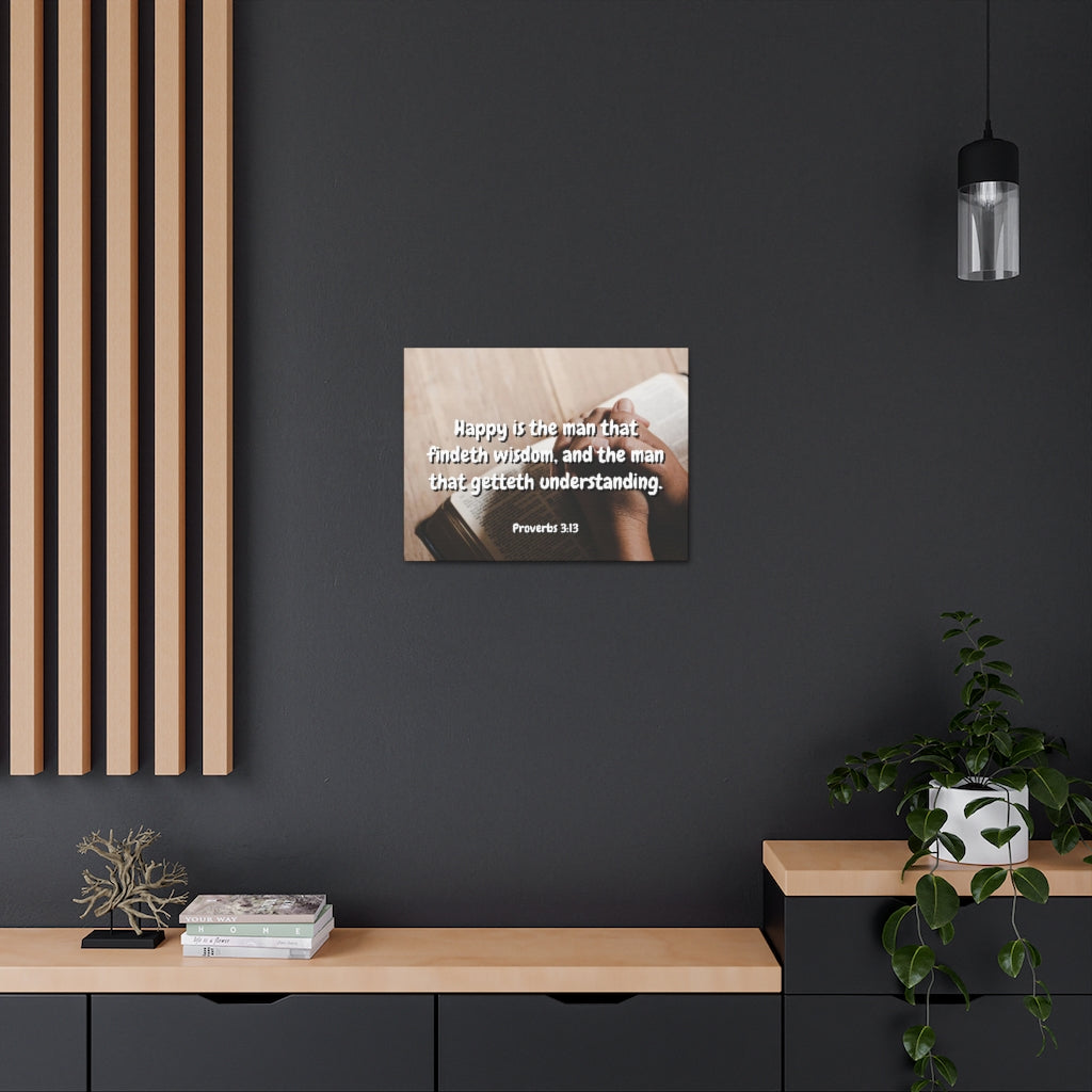 Scripture Walls Findeth Wisdom Proverbs 3:13 Bible Verse Canvas Christian Wall Art Ready to Hang Unframed-Express Your Love Gifts