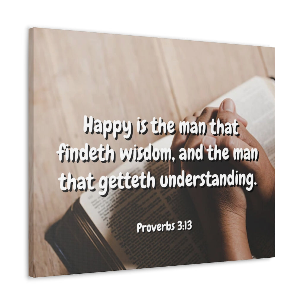 Scripture Walls Findeth Wisdom Proverbs 3:13 Bible Verse Canvas Christian Wall Art Ready to Hang Unframed-Express Your Love Gifts