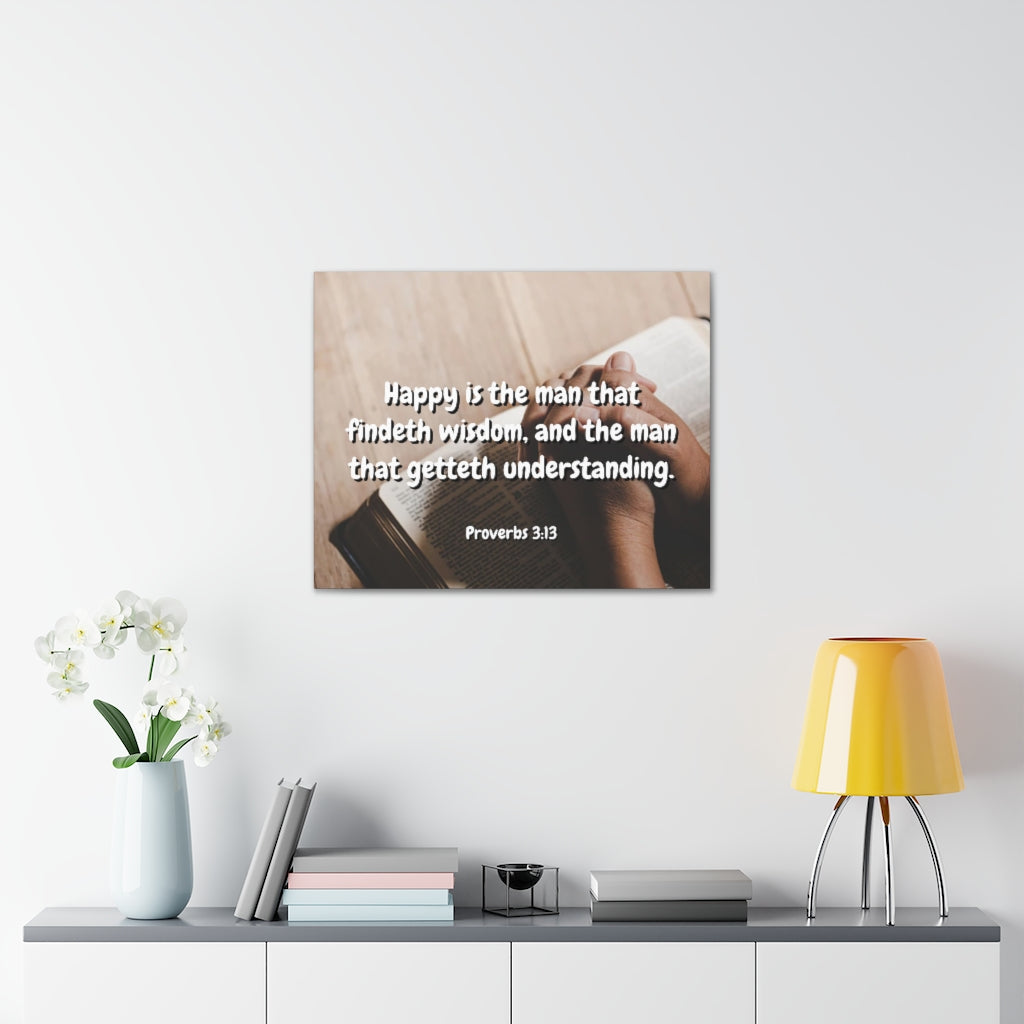 Scripture Walls Findeth Wisdom Proverbs 3:13 Bible Verse Canvas Christian Wall Art Ready to Hang Unframed-Express Your Love Gifts