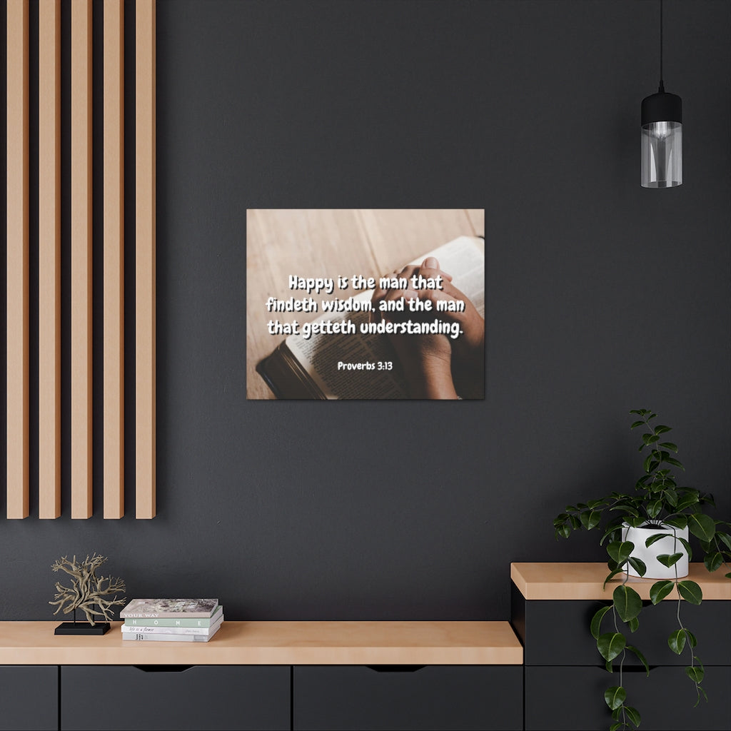 Scripture Walls Findeth Wisdom Proverbs 3:13 Bible Verse Canvas Christian Wall Art Ready to Hang Unframed-Express Your Love Gifts