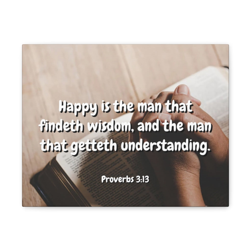 Scripture Walls Findeth Wisdom Proverbs 3:13 Bible Verse Canvas Christian Wall Art Ready to Hang Unframed-Express Your Love Gifts