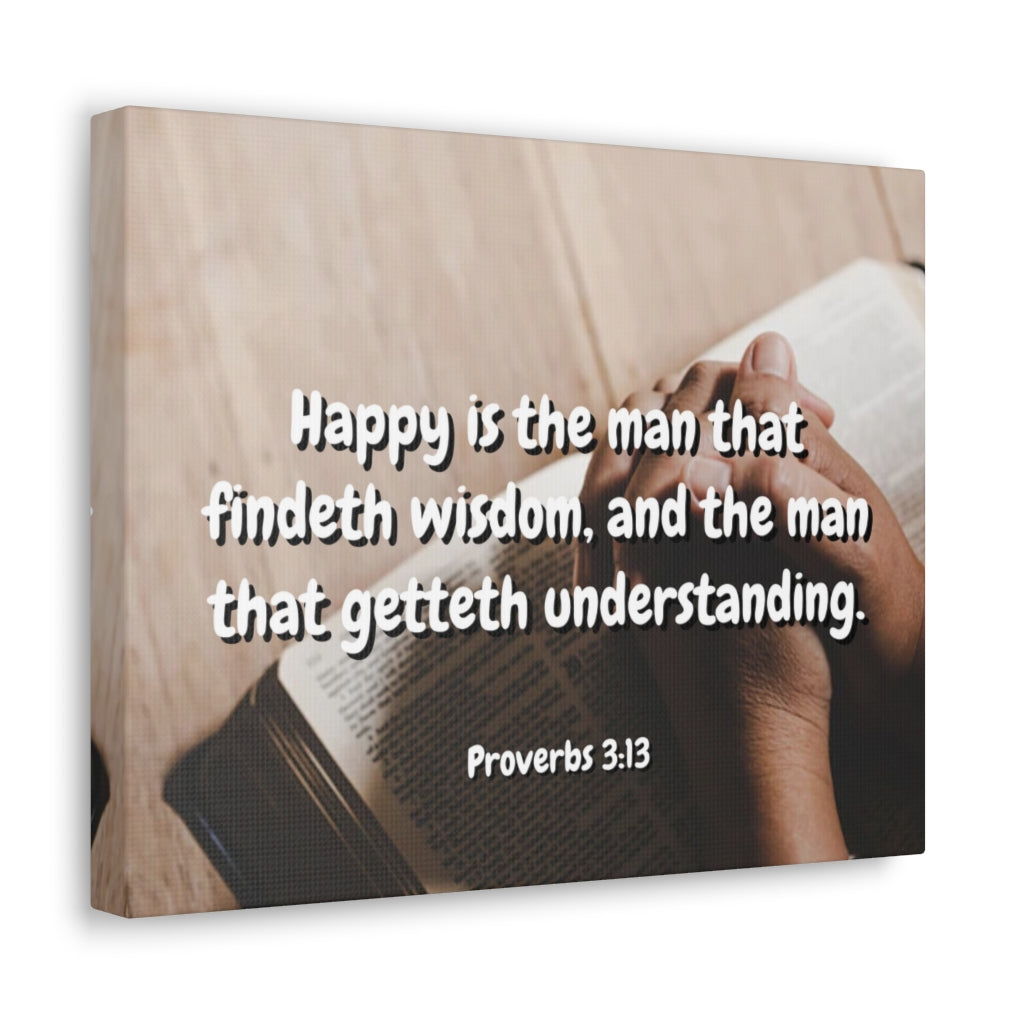 Scripture Walls Findeth Wisdom Proverbs 3:13 Bible Verse Canvas Christian Wall Art Ready to Hang Unframed-Express Your Love Gifts