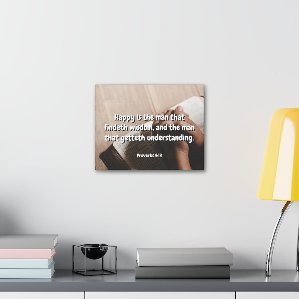 Scripture Walls Findeth Wisdom Proverbs 3:13 Bible Verse Canvas Christian Wall Art Ready to Hang Unframed-Express Your Love Gifts