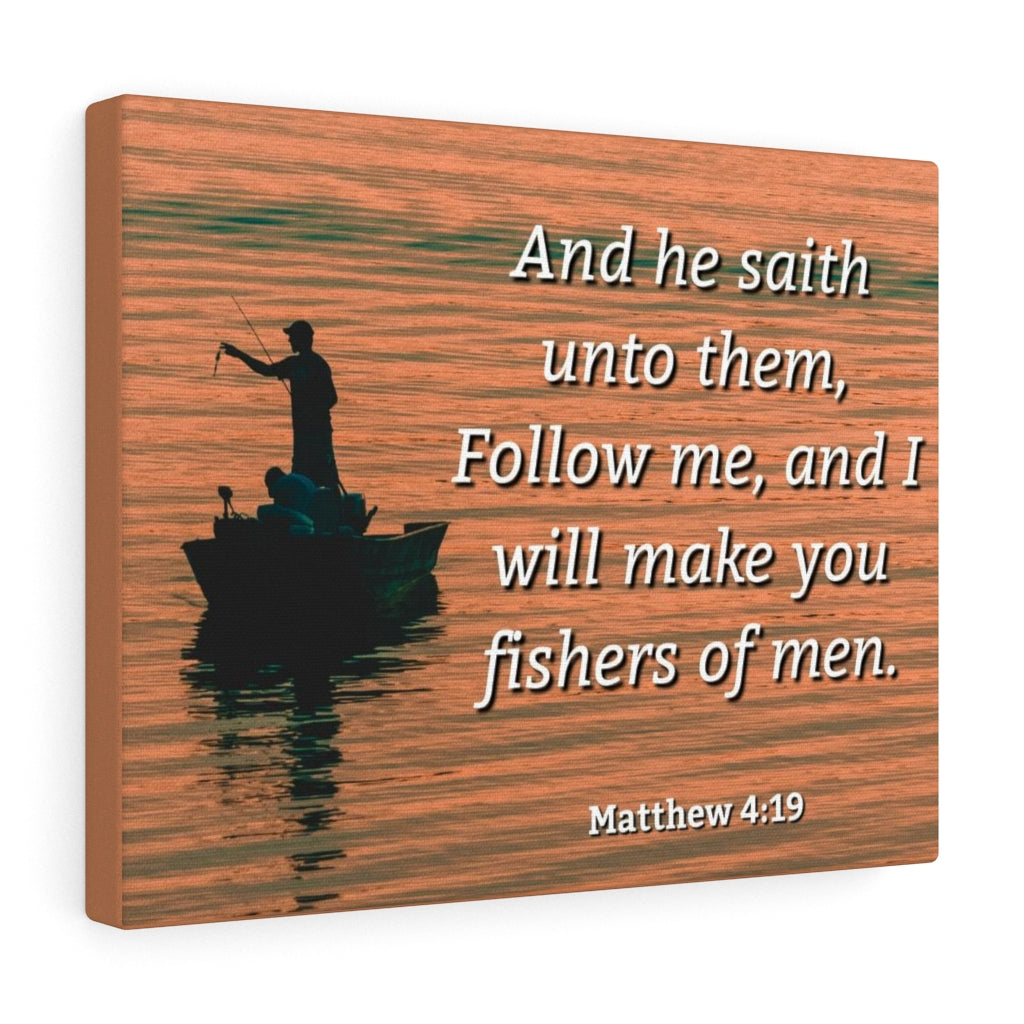 Scripture Walls Fishers Of Men Matthew 4:19 Bible Verse Canvas Christian Wall Art Ready to Hang Unframed-Express Your Love Gifts